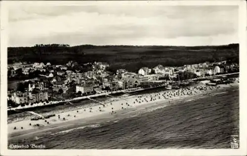 Ak Ostseebad Bansin Heringsdorf auf Usedom, Fliegeraufnahme, Strand