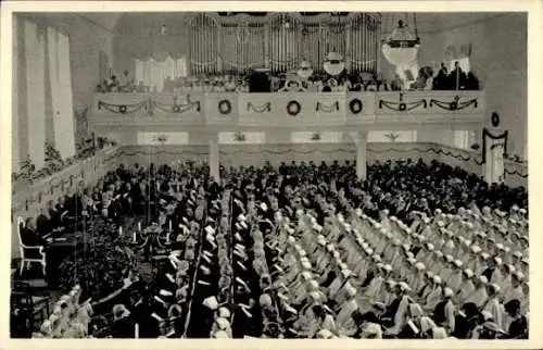 Ak Herrnhut in der Oberlausitz Sachsen, Kirchensaal, Festgottesdienst