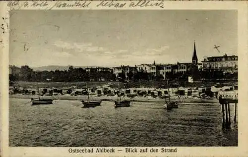 Ak Ostseebad Ahlbeck Heringsdorf auf Usedom, Blick von der See, Strand