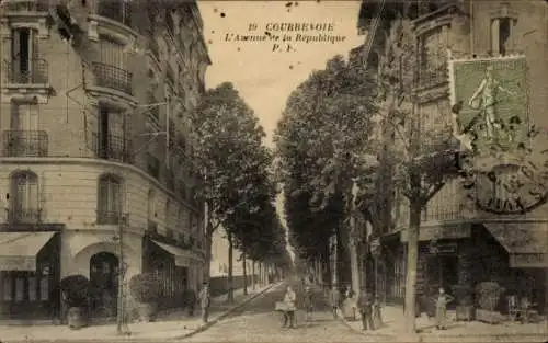 Ak Courbevoie Hauts de Seine, Avenue de la Republique