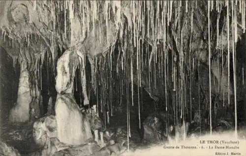 Ak Le Thor Vaucluse, Grotte de Thouzon, La Dame Blanche