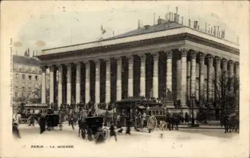 Ak Paris II Bourse, La Bourse, Kutschen