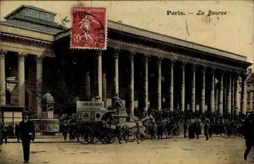 Ak Paris II Bourse, La Bourse, Kutschen