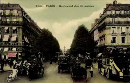 Ak Paris II. Arrondissement Bourse, Boulevard des Capucines, carrefours