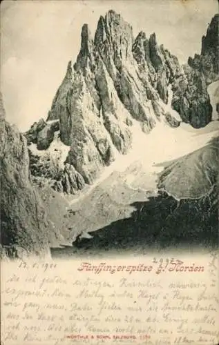 Ak Gröden Val Gardena Südtirol Italien, Fünffingerspitze, Punta delle Cinque Dita