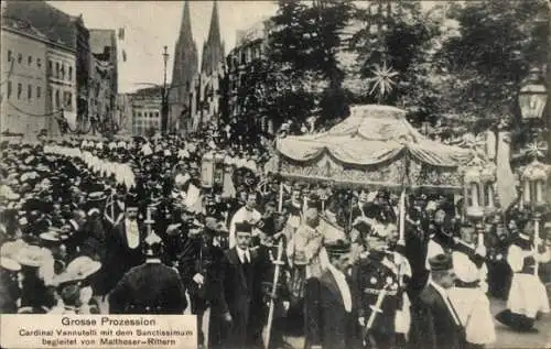 Ak Köln am Rhein, Grosse Prozession, Kardinal Vannutelli m. d. Sanctissimum 1909