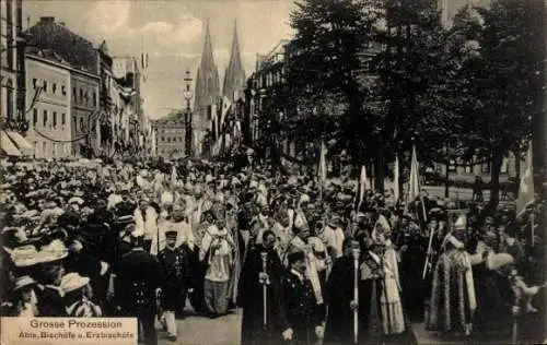 Ak Köln am Rhein, der XX. Internationale Eucharistische Kongress 1909, Große Prozession