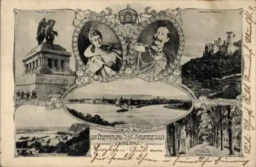 Ak Koblenz, Deutsches Eck, Schloss Stolzenfels, Besuch Kaiser Wilhelm II. 1905