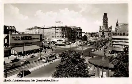 Ak Berlin Charlottenburg, Kurfürstendamm, Ecke Joachimstaler Straße, Gedächtniskirche