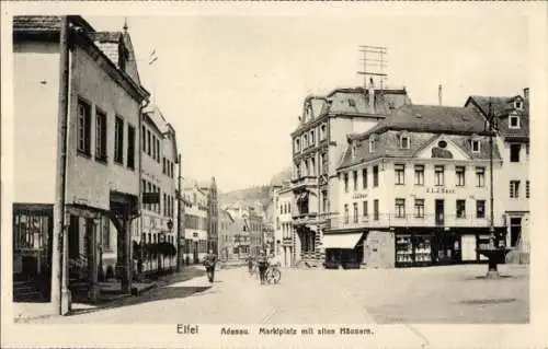 Ak Adenau in der Eifel, Marktplatz, alte Häuser, Geschäfte