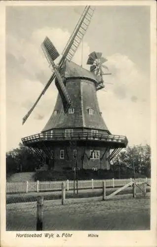 Ak Wyk auf Föhr Nordfriesland, Windmühle