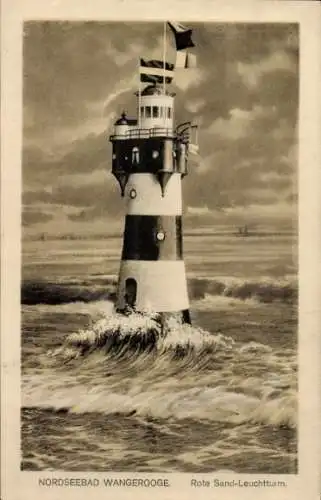 Ak Nordseebad Wangerooge in Ostfriesland, Rote Sand-Leuchtturm