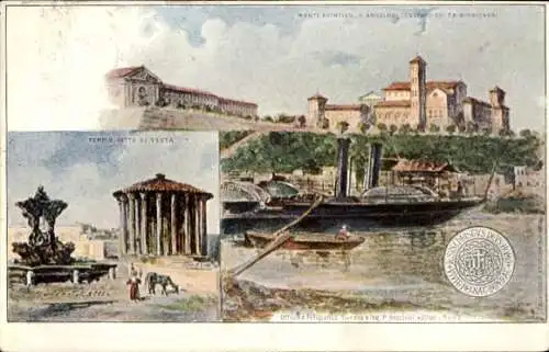 Künstler Litho Roma Rom Lazio, Tempel, Denkmal