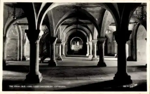 Ak Canterbury Kent England, Kathedrale, Die Krypta