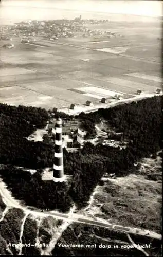Ak Hollum Ameland Friesland Niederlande, Leuchtturm, Fliegeraufnahme