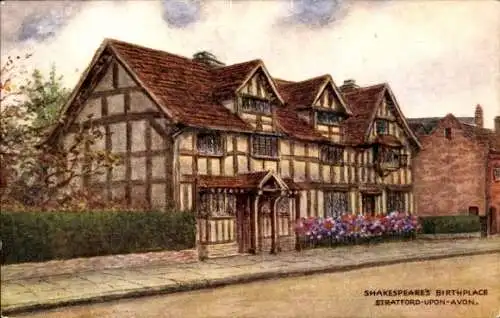 Künstler Ak Stratford upon Avon Warwickshire England, Shakespeares Birthplace