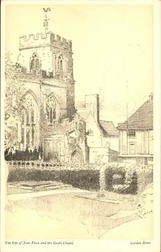 Künstler Ak Stratford upon Avon Warwickshire England, Site of New Place, Guild Chapel