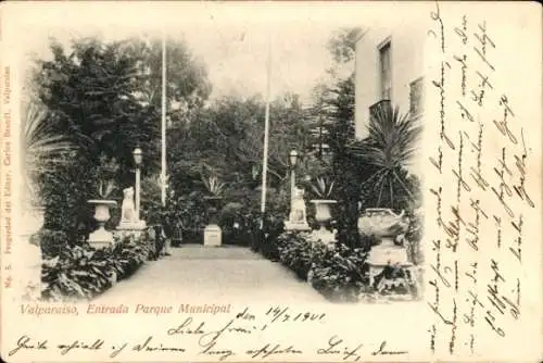 Ak Valparaíso Chile, Parque Municipal, Eingang