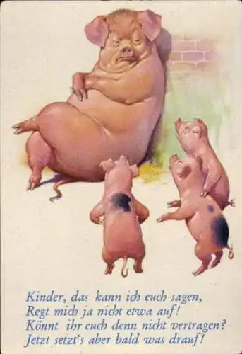 Sammelbild Lustige Bilder Nr. 152, Schwein und Ferkel
