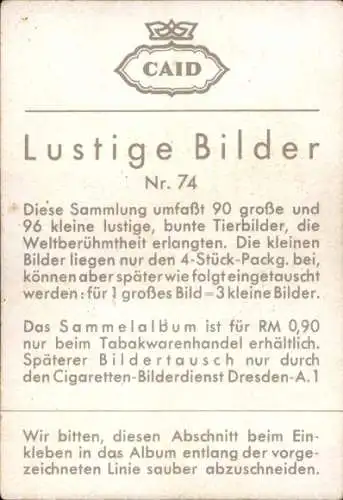 Sammelbild Lustige Bilder Nr. 74, Orang Utans und Papagei, Schleuder