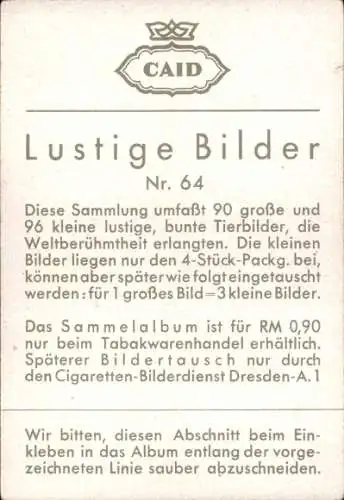 Sammelbild Lustige Bilder Nr. 64, Orang Utan und Hühner