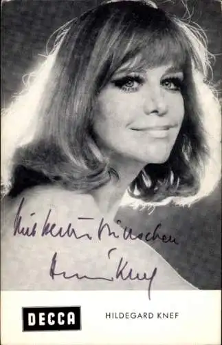 Ak Schauspielerin Hildegard Knef, Portrait, Autogramm