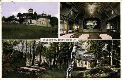 Ak Burgstädt Sachsen, Taurastein, Gasthaus, Innenansicht