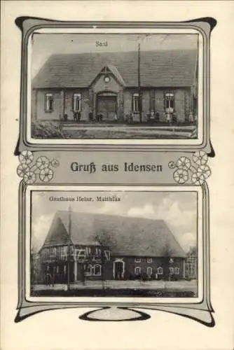 Jugendstil Passepartout Ak Idensen in Niedersachsen, Gasthaus von H. Matthias, Saal