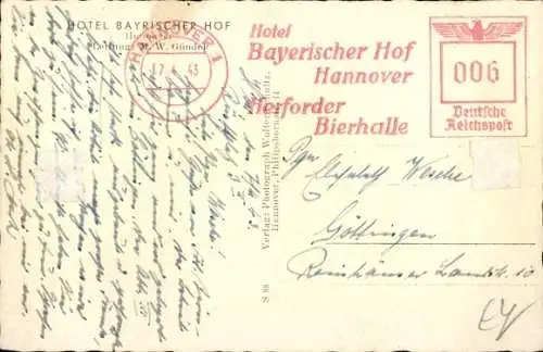 Ak Hannover in Niedersachsen, Hotel Bayrischer Hof