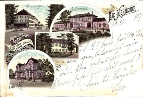 Litho Bad Nenndorf im Kreis Schaumburg, Großer Bau, Schlammbad, Gallerie, Villa Ruhe