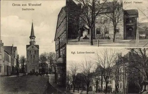 Ak Wunstorf in Niedersachsen, Stadtkirche, Post, Lehrerseminar