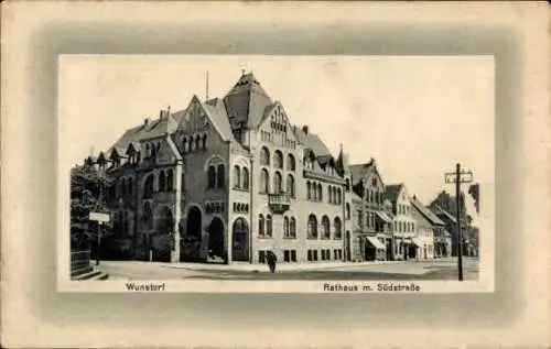 Passepartout Ak Wunstorf in Niedersachsen, Rathaus, Südstraße