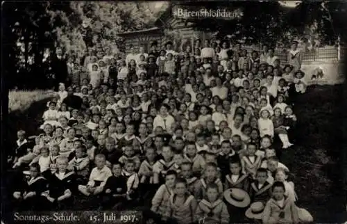 Foto Ak Freudenstadt im Schwarzwald, Sonntags-Schule 1917, Bärenschlösschen, Kinder