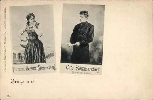 Ak Schauspieler Otto Sommerstorff, Teresina Gessner-Sommerstorff, Portrait