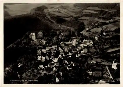 Ak Freusburg Kirchen Sieg Kreis Altenkirchen Rheinland Pfalz, Ort mit Jugendburg, Fliegeraufnahme