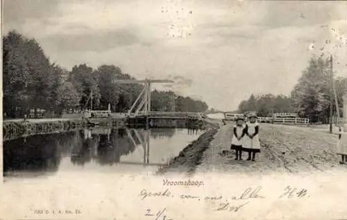 Ak Vroomshoop Twenterand Overijssel Niederlande, Brücke, Kinder