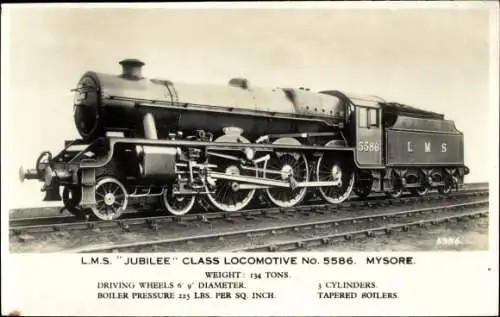Ak Britische Eisenbahn, Dampflok Nr. 5586, Mysore, LMS