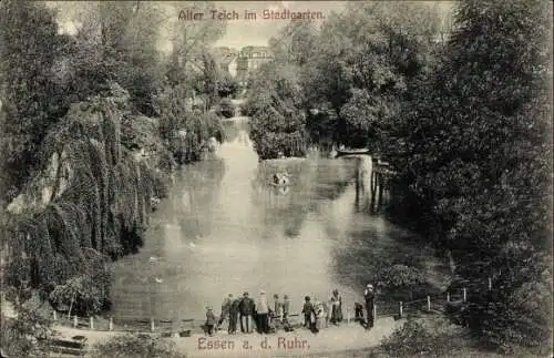 Ak Essen im Ruhrgebiet, Alter Teich im Stadtgarten