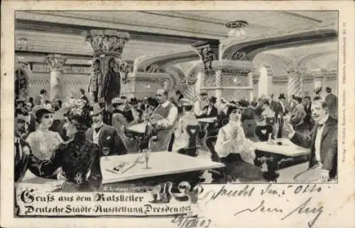 Künstler Ak Dresden, Ratskeller, Deutsche Städte Ausstellung Dresden 1903