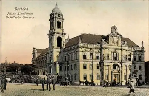 Ak Dresden Altstadt, neues Ständehaus, Brühlsche Terrasse