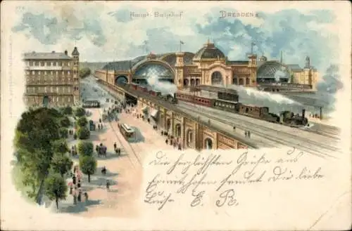 Litho Dresden Altstadt Seevorstadt, Hauptbahnhof