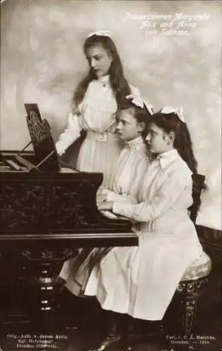 Ak Prinzessinen Margarete, Alix und Anna von Sachsen, Piano