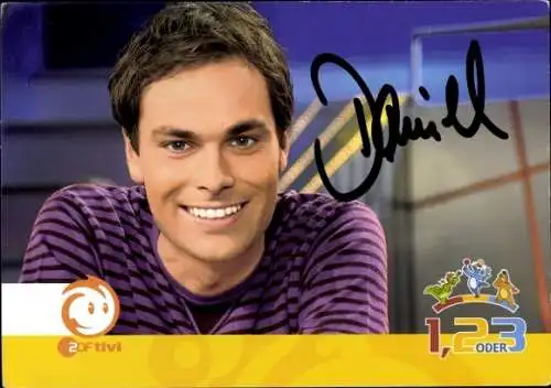 Ak Schauspieler Daniel Fischer, Portrait, Autogramm, 1,2oder3, ZDF tivi