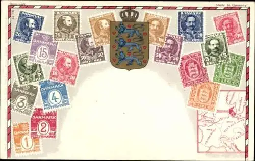 Briefmarken Wappen Litho Dänemark, Ore, König Christian IX