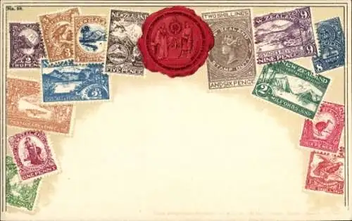 Briefmarken Ak Neuseeland, Siegel
