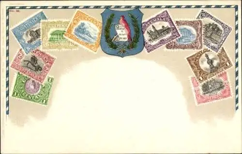 Briefmarken Ak Guatemala, Wappen, Pesos, Centavos