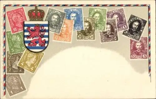 Briefmarken Wappen Ak Luxemburg, Löwe, Krone