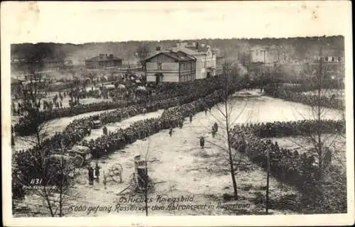 Ak Augustowo Augusthof Ostpreußen, 15000 russische Kriegsgefangene vor dem Abtransport, 1. WK