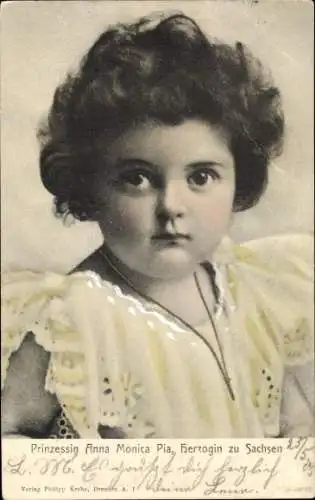 Ak Prinzessin Anna Monica Pia, Herzogin zu Sachsen