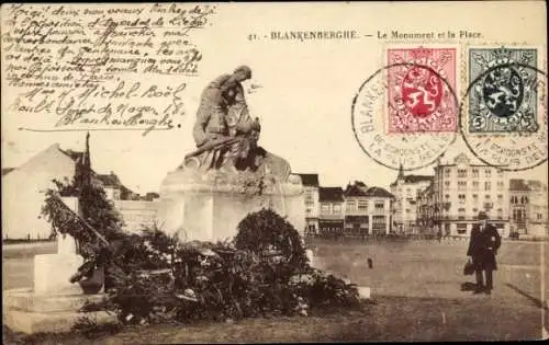 Ak Blankenberghe Blankenberge Westflandern, Denkmal, Platz